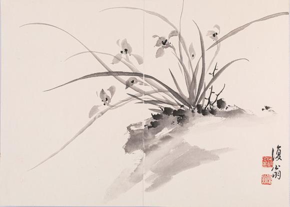 阪神国际美术竞売株式会社白蕉 兰花图8画2字共十开(lot092-110为同一