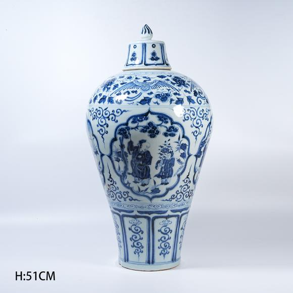 弘楊株式會(huì)社青花人物故事紋大蓋瓶