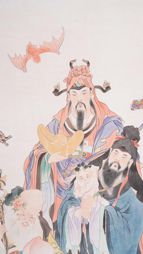 弘楊株式會(huì)社馮超然紙本福祿壽三星圖畫