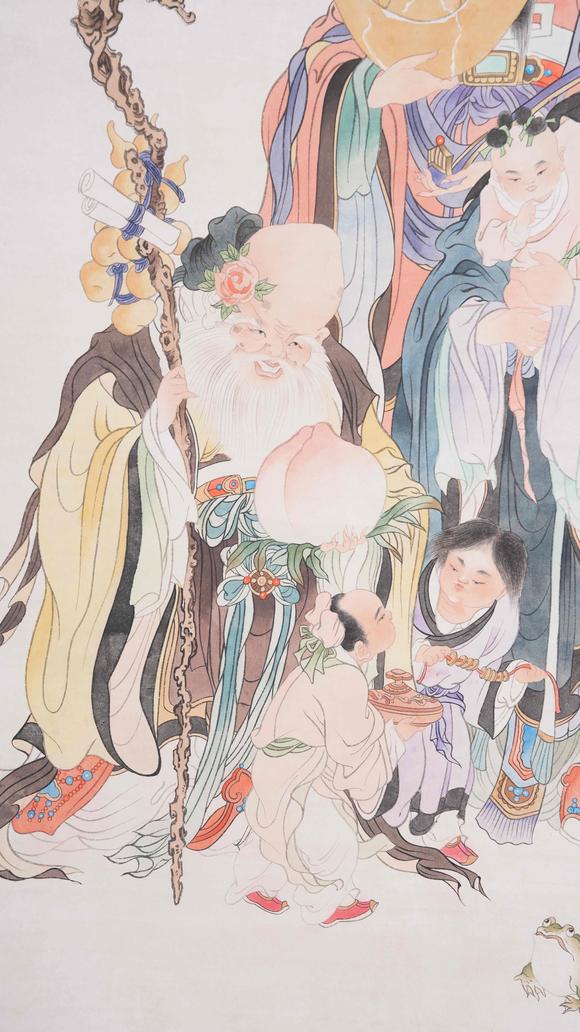 弘楊株式會社馮超然紙本福祿壽三星圖畫