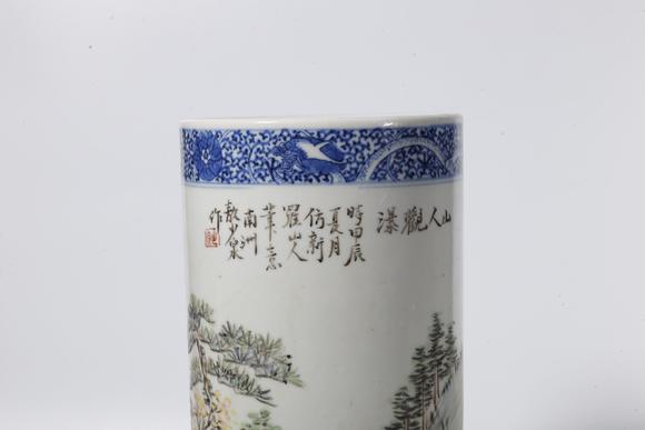 弘楊株式會(huì)社粉彩山水紋帽筒