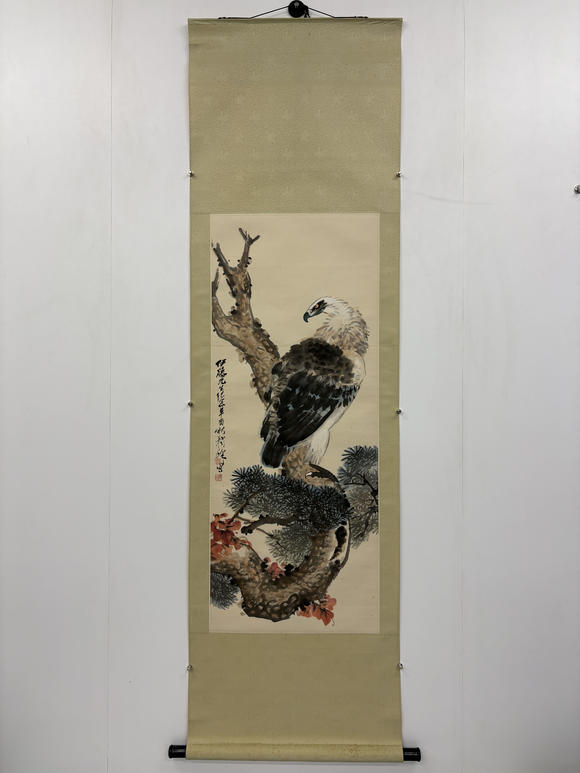 三杉美術(shù)黃獨(dú)峰 為伊藤正文先生畫(huà)松鷹圖
