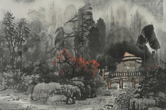三杉美術(shù)周逢俊 山居圖