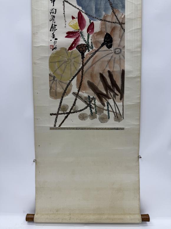 三杉美術(shù)齊白石 紅荷蜻蜓圖