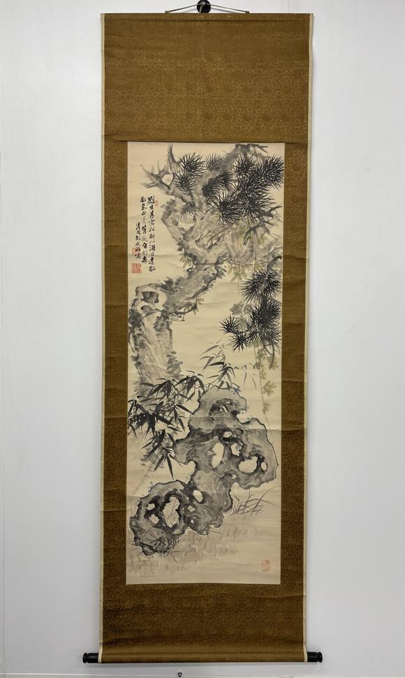 三杉美術(shù)胡鐵梅 松竹壽石圖