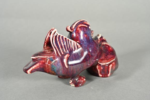 三杉美術(shù)鈞釉鴛鴦擺件