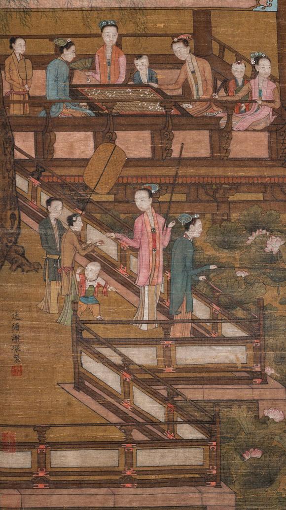 隆德拍賣株式會社謝環(huán)絹本夏荷賞園圖立軸