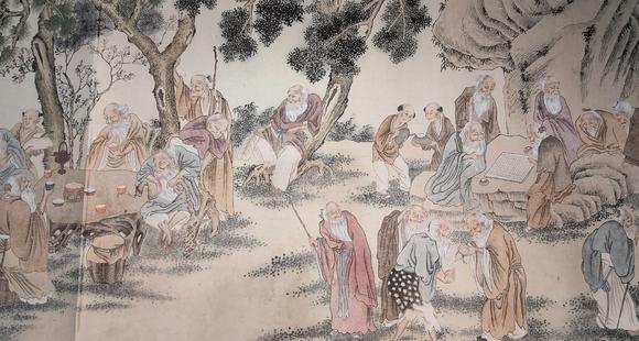 蘭亭古美術(shù)オークション仇英 百老仙班圖 裱片紙本設(shè)色