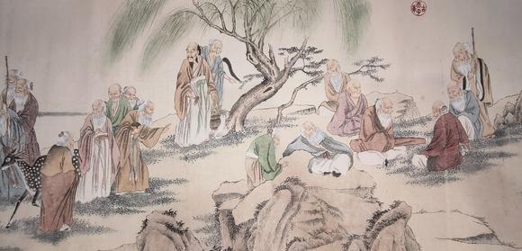 蘭亭古美術(shù)オークション仇英 百老仙班圖 裱片紙本設(shè)色