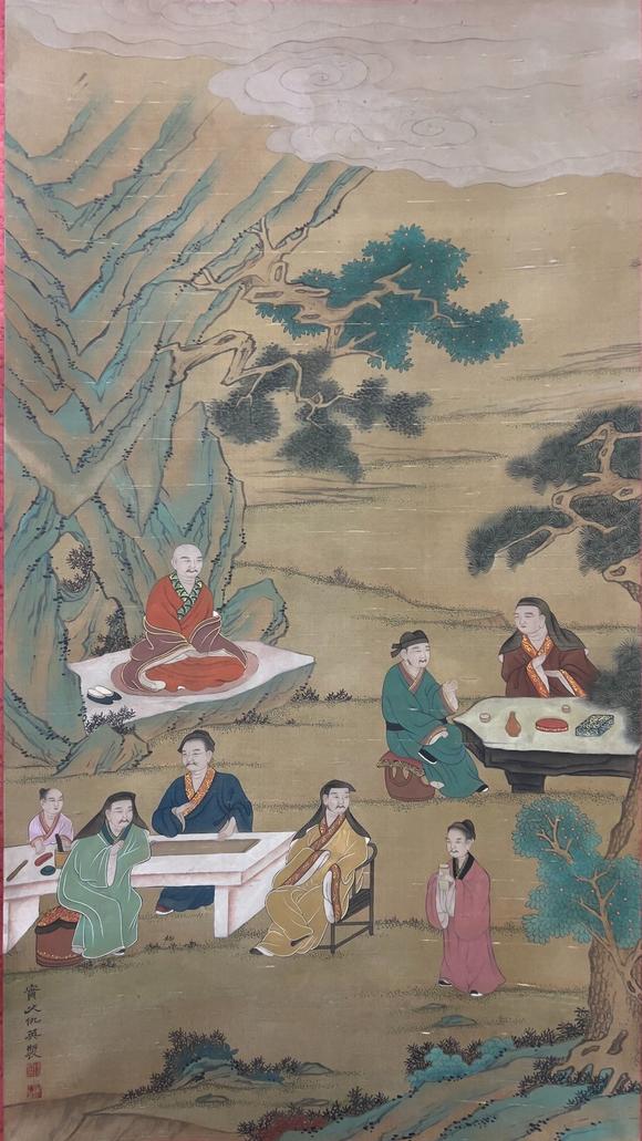 蘭亭古美術(shù)オークション仇英 竹林七賢 立軸絹本設(shè)色