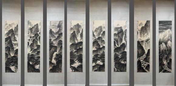 蘭亭古美術(shù)オークション傅抱石 山水八屏 立軸紙本設(shè)色