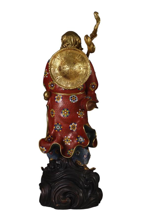 蘭亭古美術(shù)オークション清 銅景泰藍(lán)掐絲琺瑯達(dá)摩一葦渡江造像