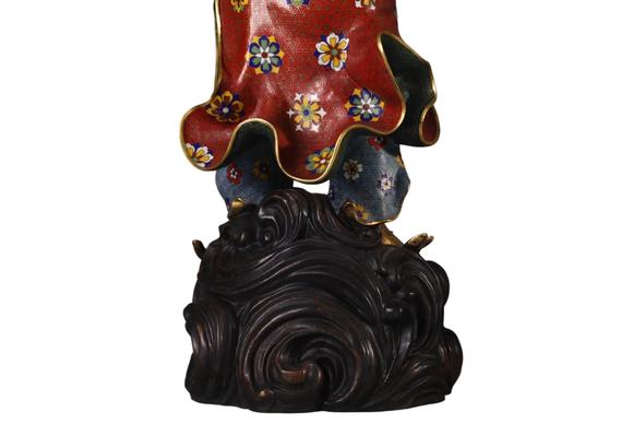 蘭亭古美術オークション清 銅景泰藍掐絲琺瑯達摩一葦渡江造像