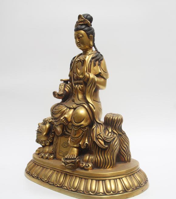 蘭亭古美術(shù)オークション明代  銅鎏金文殊菩薩