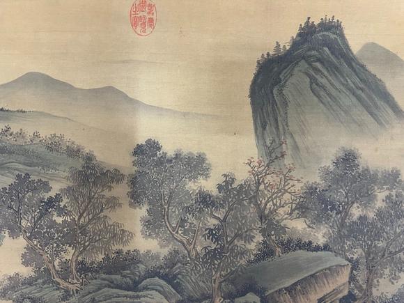 蘭亭古美術(shù)オークション唐寅 溪山積筆圖 立軸絹本設(shè)色