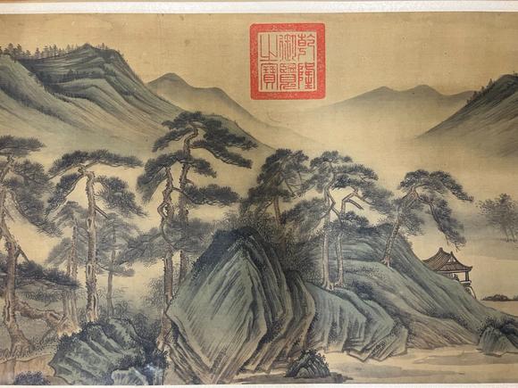 蘭亭古美術(shù)オークション唐寅 溪山積筆圖 立軸絹本設(shè)色