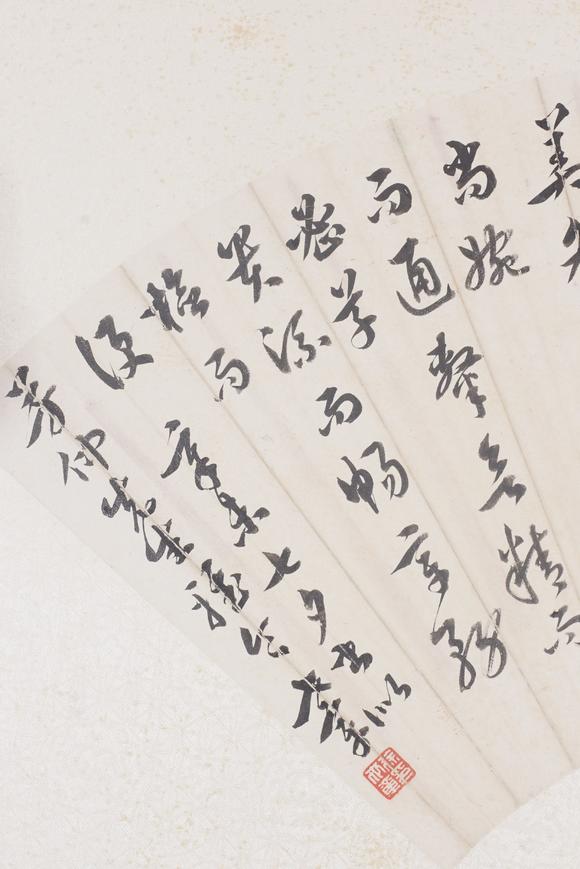 東洋國際張大千、徐世章 山水人物書法扇面雙挖