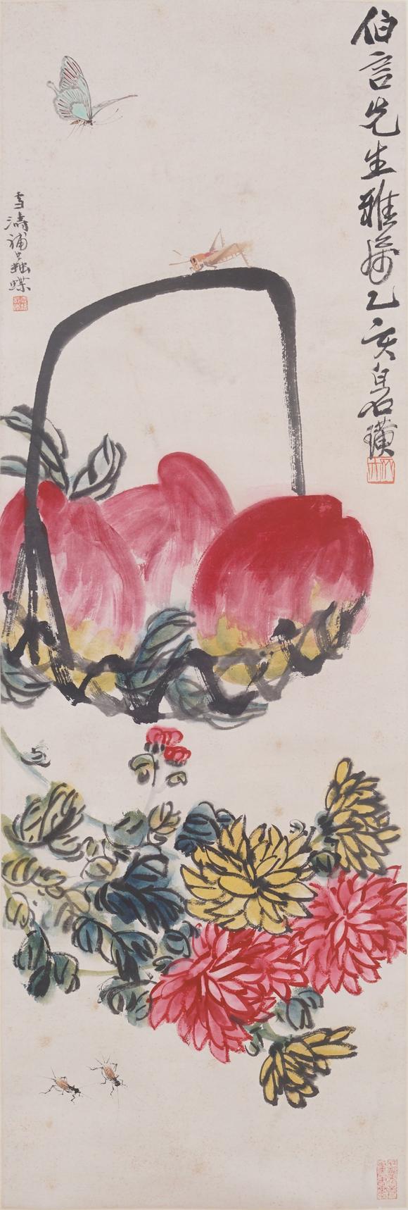 東洋國際齊白石、王雪濤 菊壽草蟲