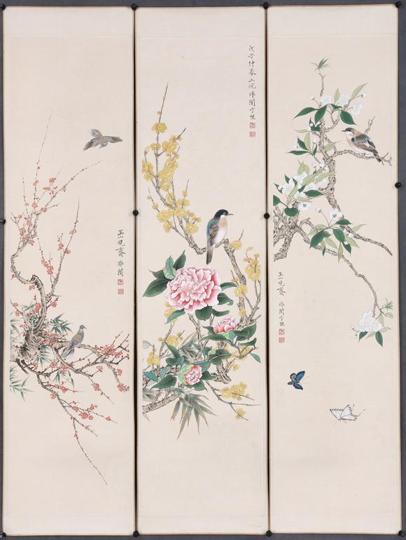 東京共成拍賣於非闇 花鳥六條屏