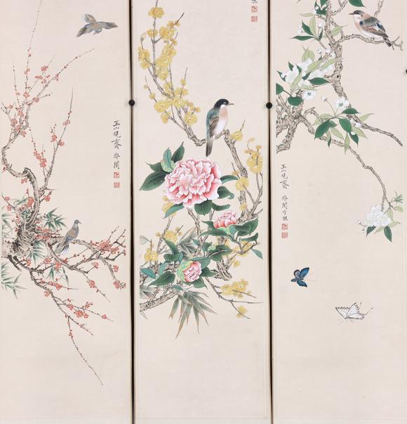 東京共成拍賣於非闇 花鳥六條屏