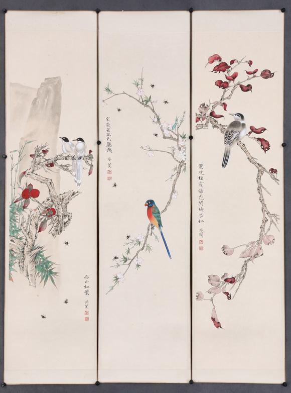 東京共成拍賣(mài)於非闇 花鳥(niǎo)六條屏