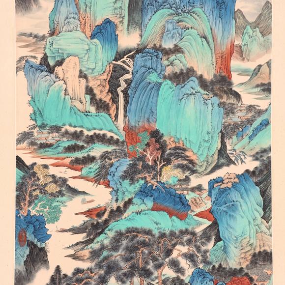 東京共成拍賣賀天健 重彩山水