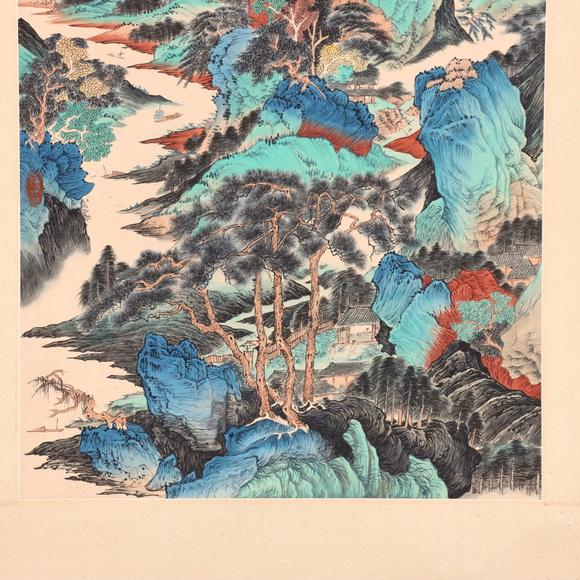 東京共成拍賣賀天健 重彩山水