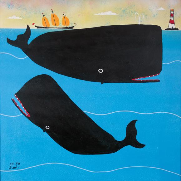 Duke's Auctions Lot 529 *  STEPHEN CAMPS (B.1957) Playing whales