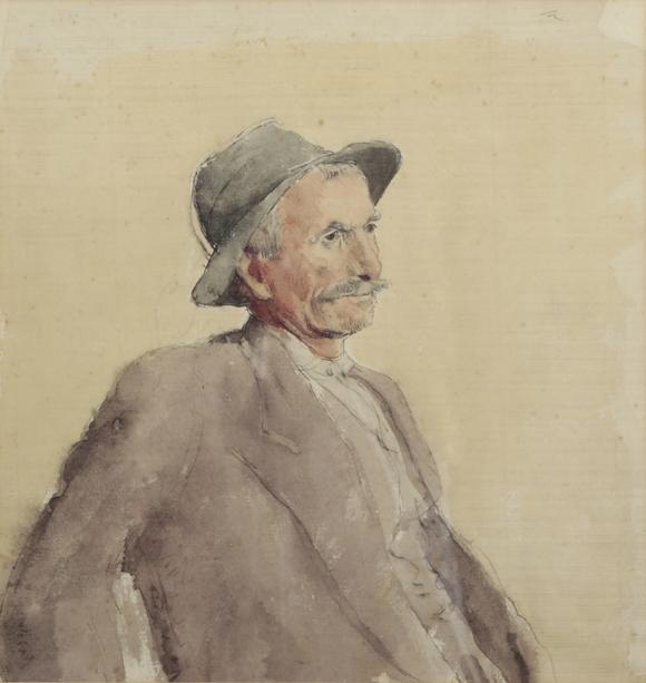 Duke's Auctions Lot 555 *  HUBERT ANDREW FREETH (1912-1986) Portrait of a man wearing a hat