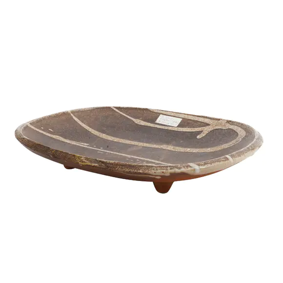 Chiswick AuctionsJapanese Studio Pottery Large oval footed dish with slip decoration