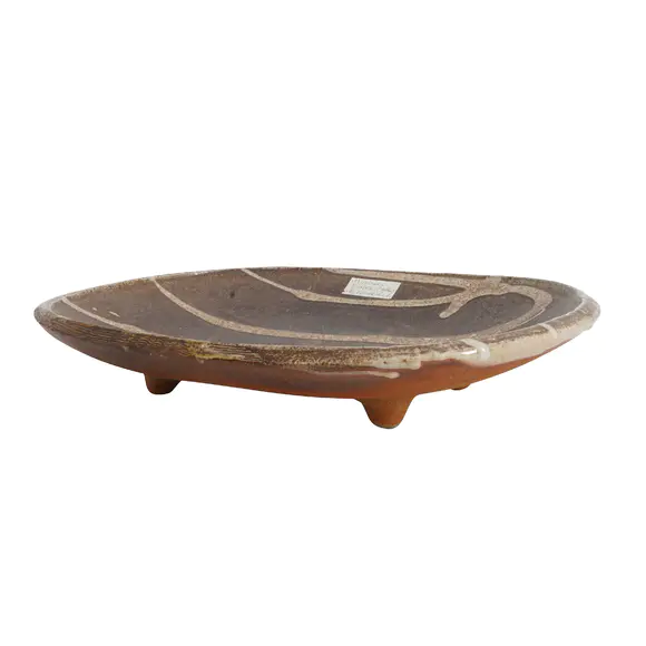 Chiswick AuctionsJapanese Studio Pottery Large oval footed dish with slip decoration