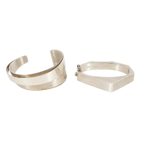 Chiswick AuctionsModernist jewellery Two cuff bracelets