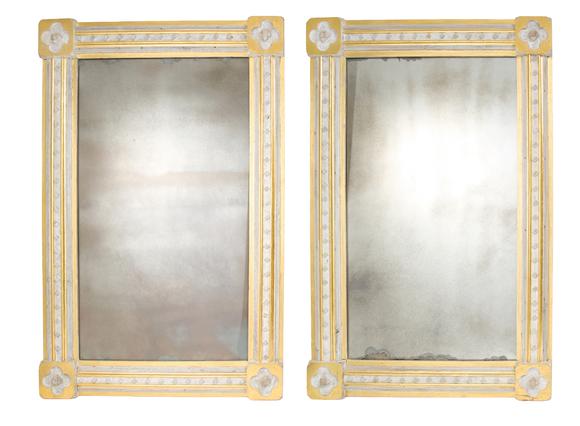 Duke's Auctions Lot 322 AN IMPRESSIVE PAIR OF GREY-PAINTED AND PARCEL-GILT PIER MIRRORS