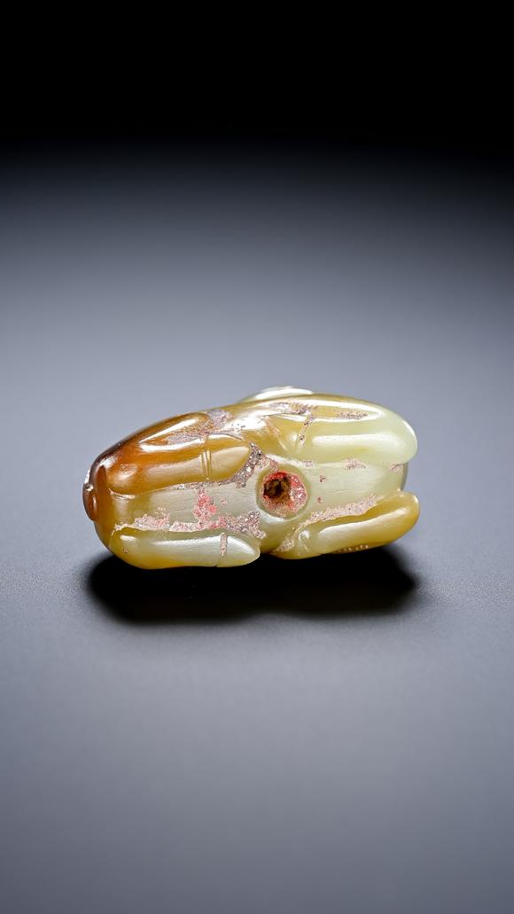 TrésOrs de ParisSculpture en jade jaune à mouton couché, perforation au dos, 2 av. J.-C.–3 ap. J.-C.