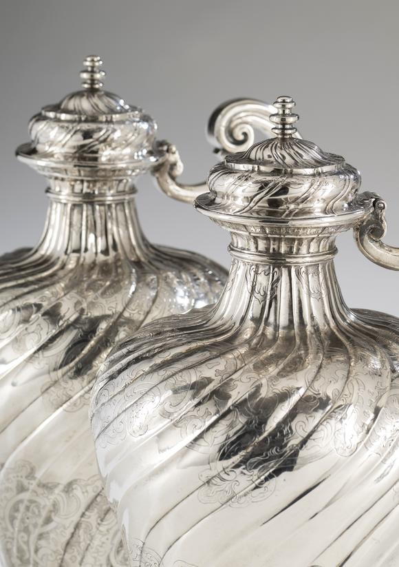VERITAS Art AuctioneersA pair of Portuguese silver ewers