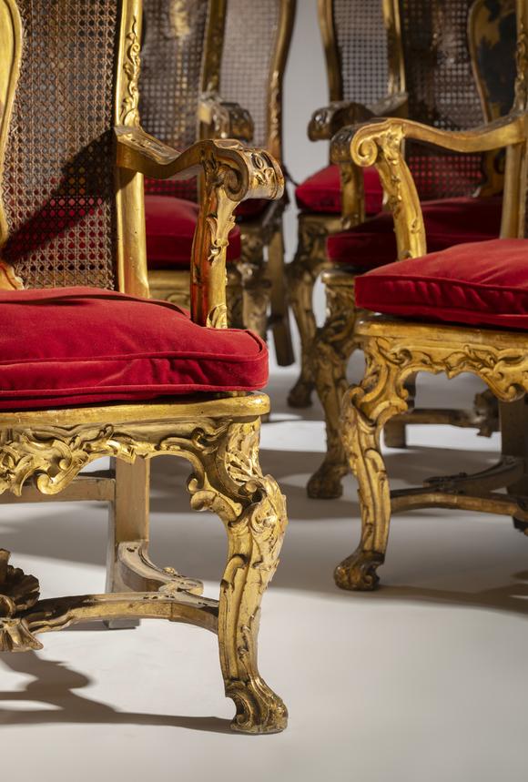 VERITAS Art AuctioneersAn important set of eight Roman caned and polychrome-painted chairs