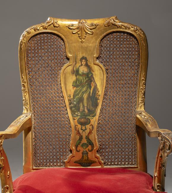 VERITAS Art AuctioneersAn important set of eight Roman caned and polychrome-painted chairs