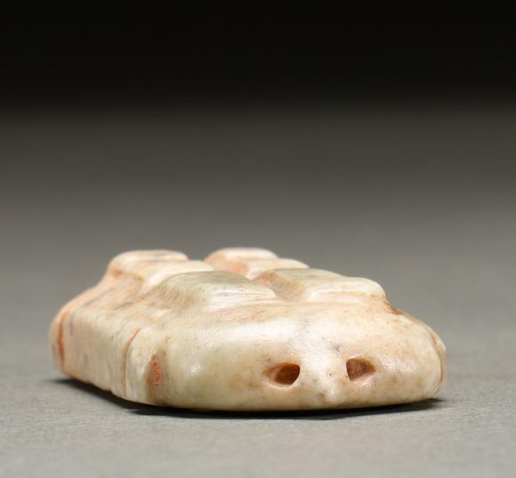 SEAVIEW AUCTIONS PTY LTDA Pale Green Rectangular Jade Pendant Incised with Double Elephant Heads, 11th–8th BCE
