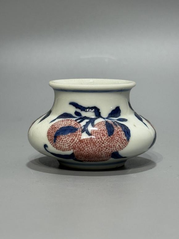 SEAVIEW AUCTIONS PTY LTDA Underglaze Blue and Red Water Pot with Pomegranate Fruit Branch Decoration, China, 18th century