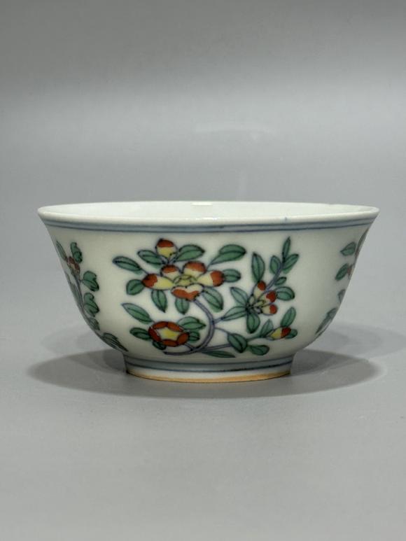 SEAVIEW AUCTIONS PTY LTDA Doucai Camellia Floral Bowl, Double Blue Line Foot Rim, China, 18th century