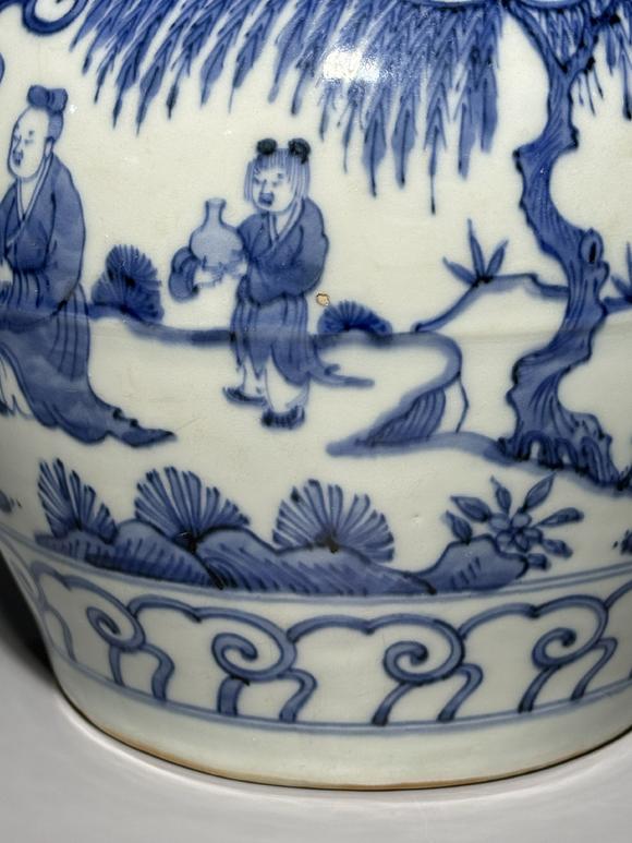 SEAVIEW AUCTIONS PTY LTDA Blue and White Double-Gourd Vase with Sages, Peacock and Floral Landscape Panels, China, 14th–17th century