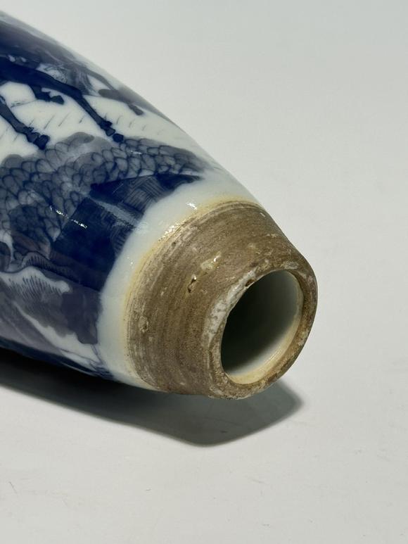 SEAVIEW AUCTIONS PTY LTDA Blue and White Vase Depicting a Literati Riding Donkey, Fitted with Wooden Stand, 18th–19th Century