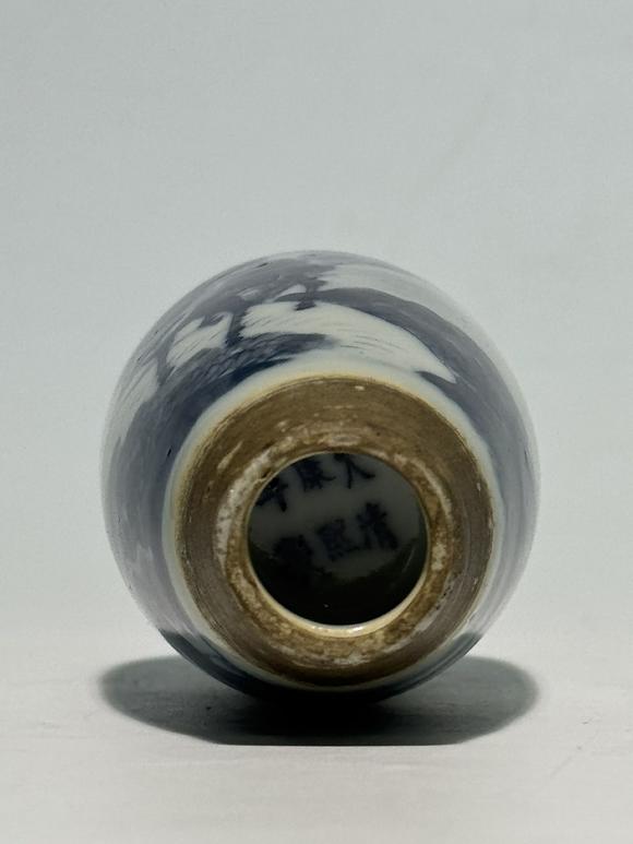 SEAVIEW AUCTIONS PTY LTDA Blue and White Vase Depicting a Literati Riding Donkey, Fitted with Wooden Stand, 18th–19th Century