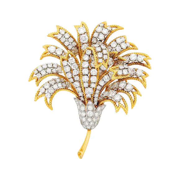 DOYLE Auctioneers & AppraisersGold, Platinum and Diamond Clip-Brooch