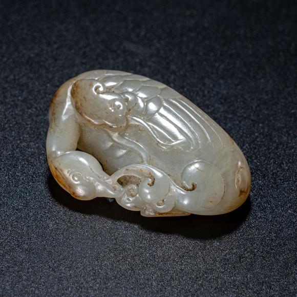 大阪國際明 白玉雕刻鳥