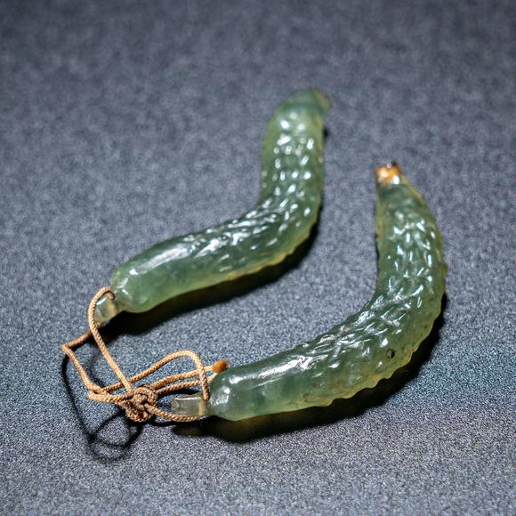 大阪國(guó)際清 翡翠黃瓜一對(duì)