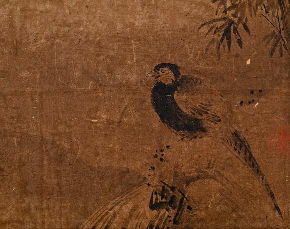 吉本株式會(huì)社明代 呂紀(jì) 花鳥(niǎo)圖 絹本鏡片