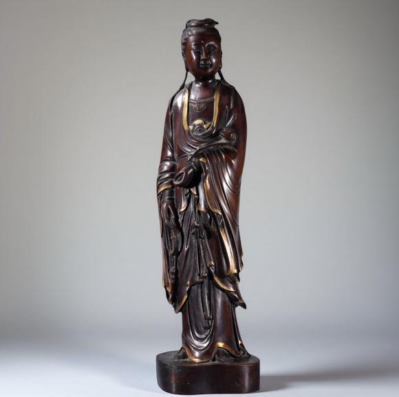 東京蕓術(shù)明 銅鎏金持珠觀音立像