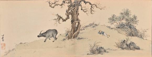 東京蕓術(shù)溥濡 松蔭行吟冊(cè)頁 冊(cè)頁紙本設(shè)色
