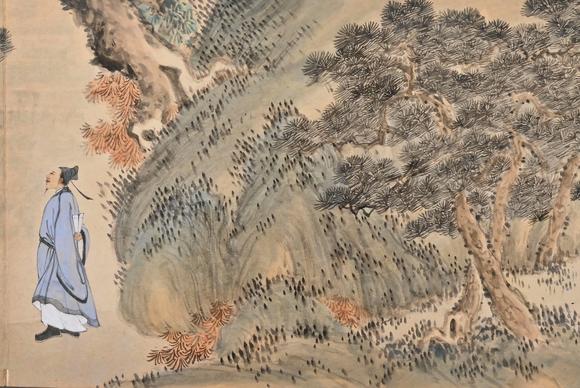 東京蕓術(shù)溥濡 松蔭行吟冊(cè)頁 冊(cè)頁紙本設(shè)色